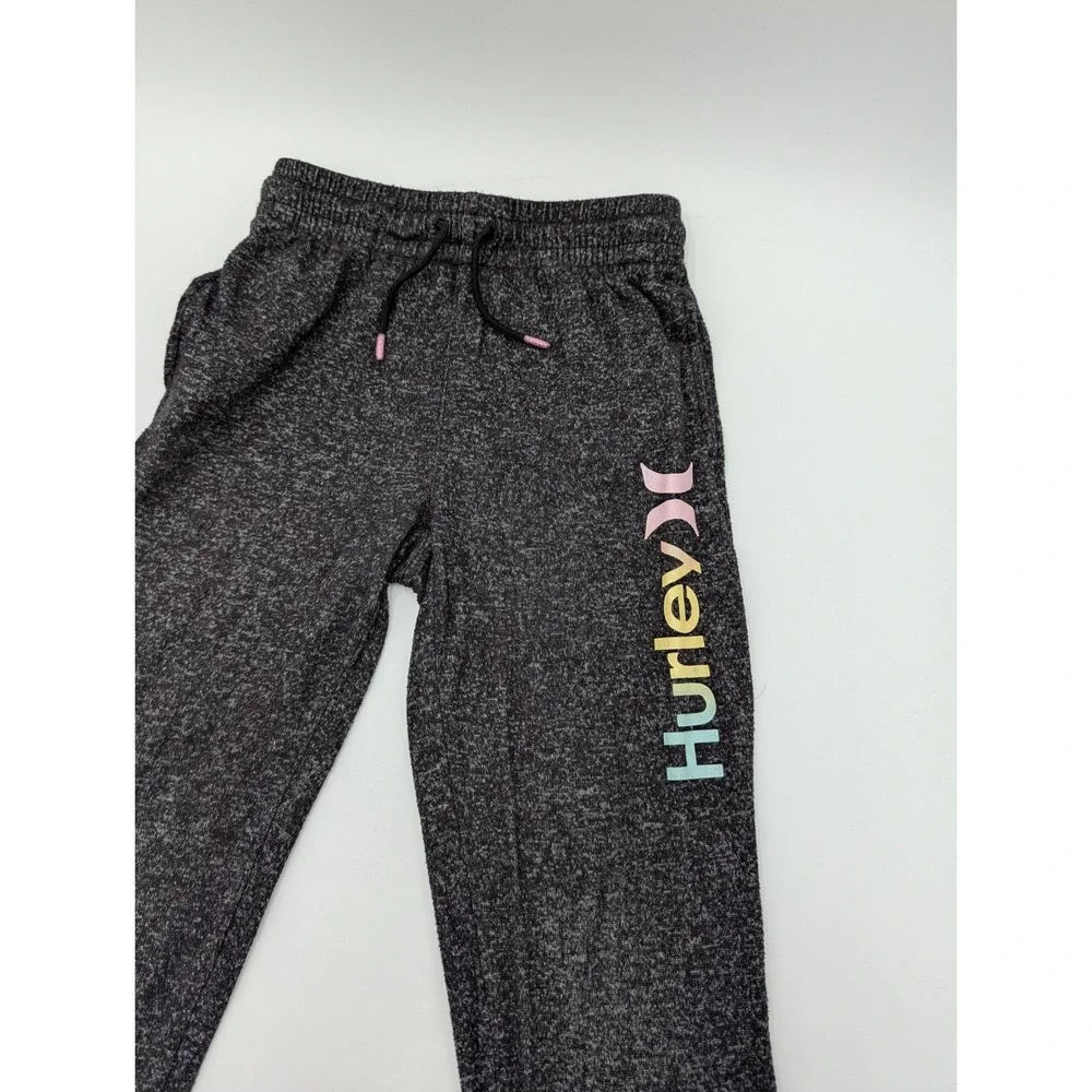 Hurley Kids Joggers Sweatpants Size M 10 12 Yrs Charcoal Rainbow Logo Activewear